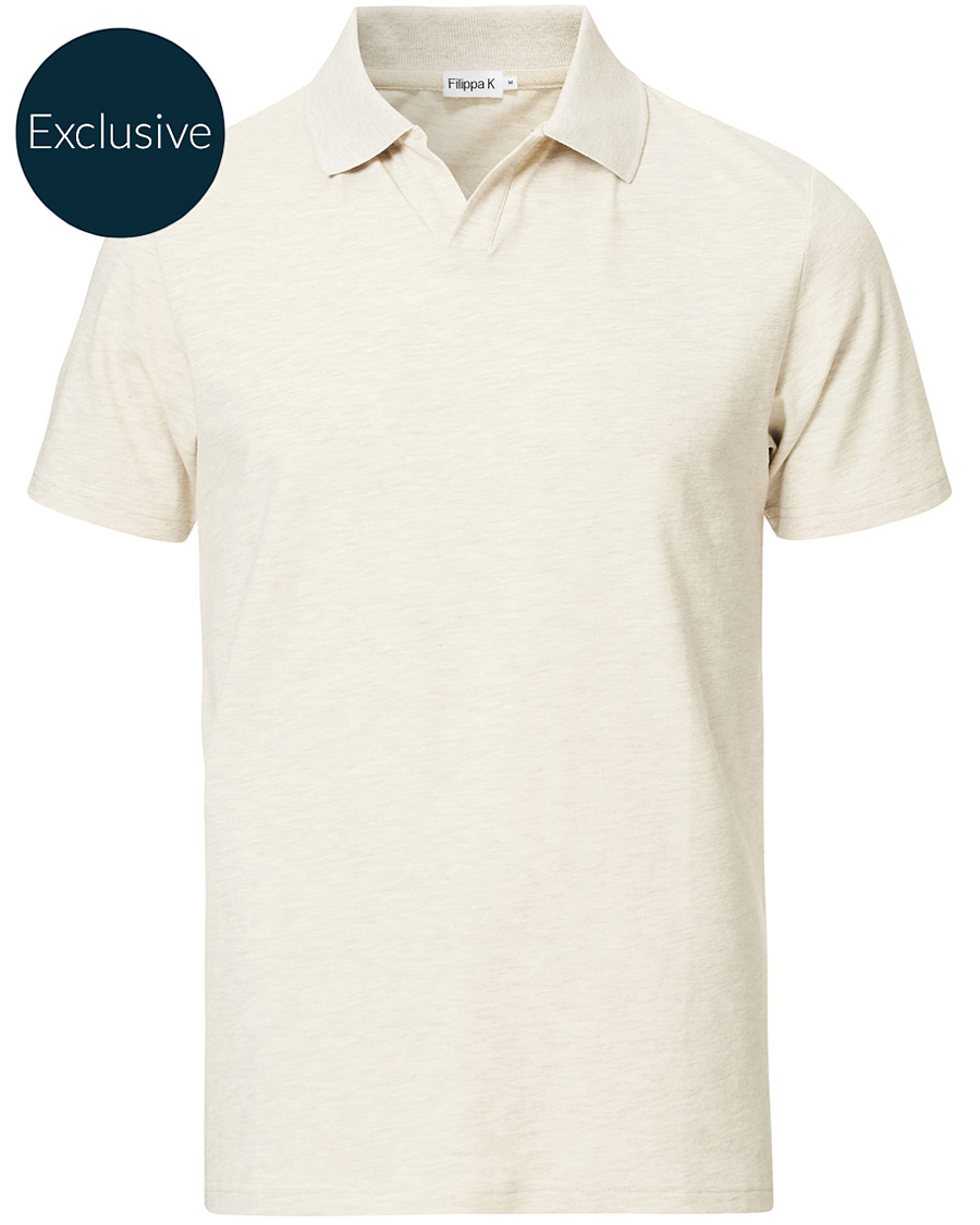 Herre | Pikéer | Filippa K | Soft Lycra Polo T-Shirt Beige Melange