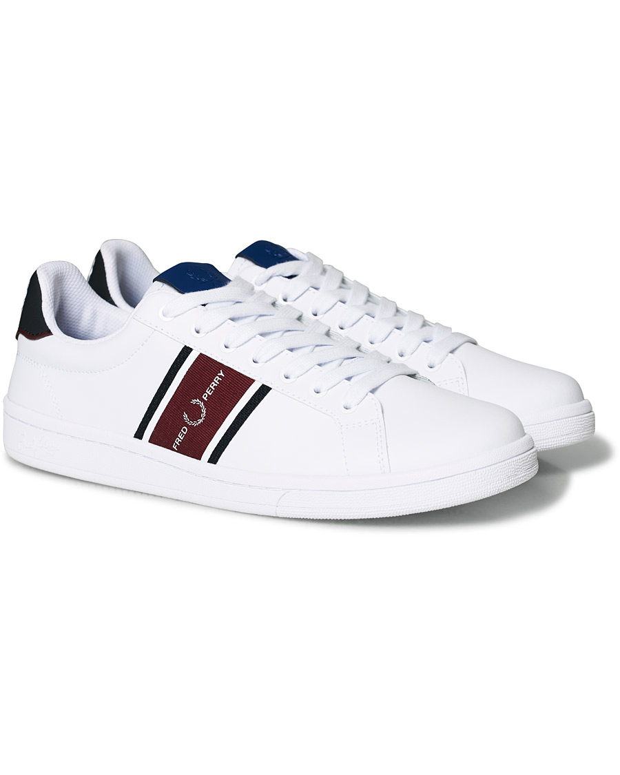 Herre | Fred Perry B721 Leather/Webbing Sneaker White/Navy | Fred Perry | B721 Leather/Webbing Sneaker White/Navy