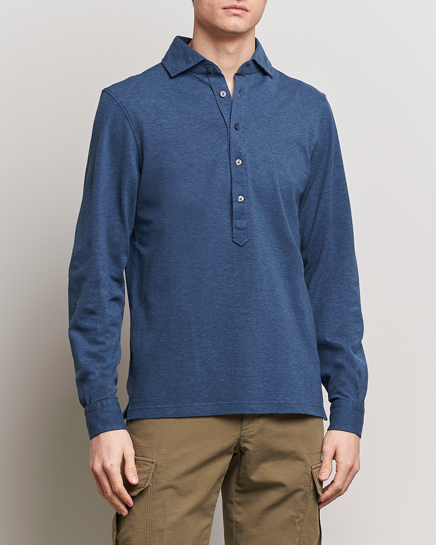 Herre |  | Gran Sasso | Popover Shirt Blue