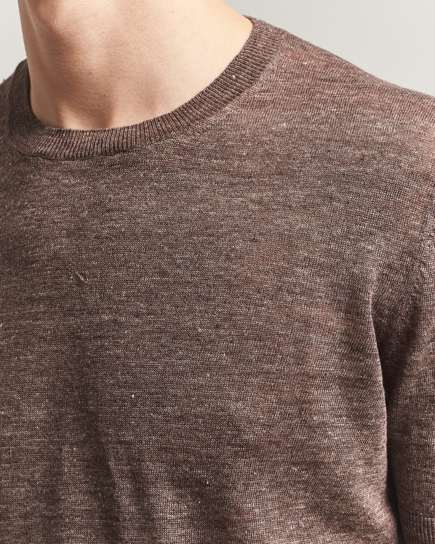 Herre | T-Shirts | Gran Sasso | Crew Neck Linen Tee Light Brown