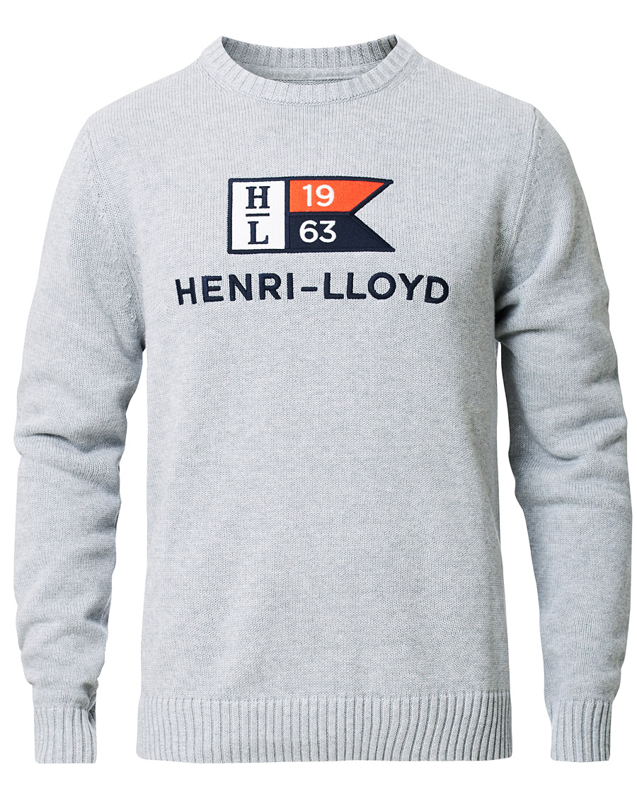 Herre | Gensere | Henri-Lloyd | Henri Lloyd Cross Flag Knitted Crew Neck Grey Melange