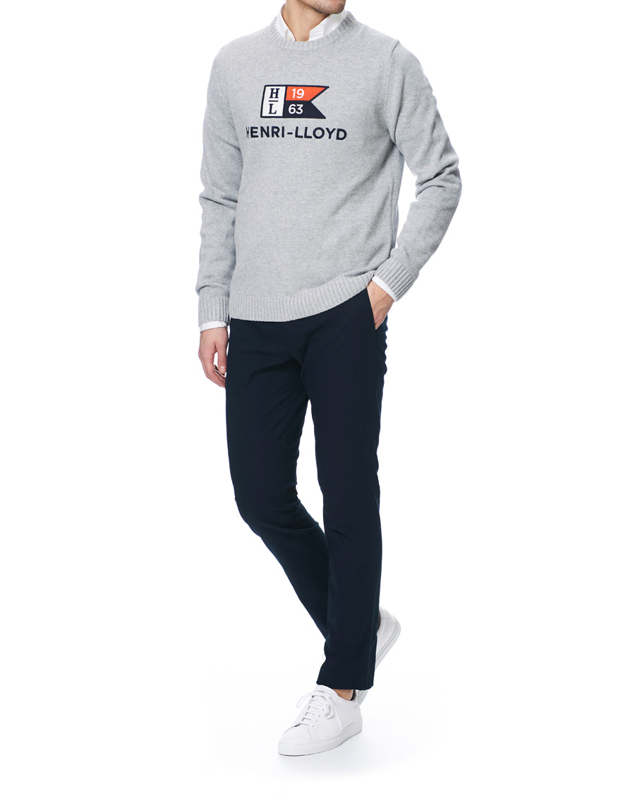Herre | Gensere | Henri-Lloyd | Henri Lloyd Cross Flag Knitted Crew Neck Grey Melange