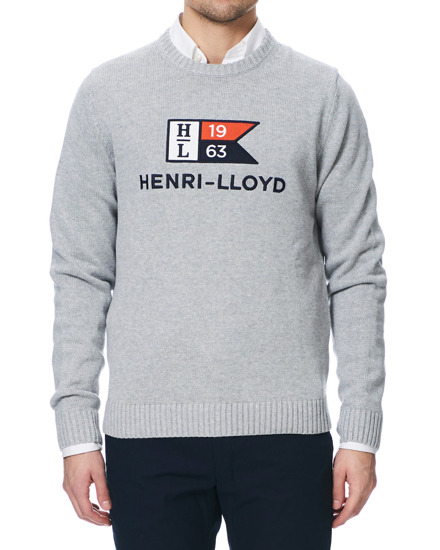Herre | Gensere | Henri-Lloyd | Henri Lloyd Cross Flag Knitted Crew Neck Grey Melange