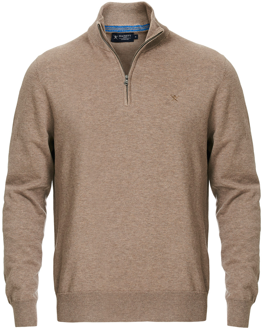 Herre | Gensere | Hackett | Cotton/Silk Half -Zip Taupe