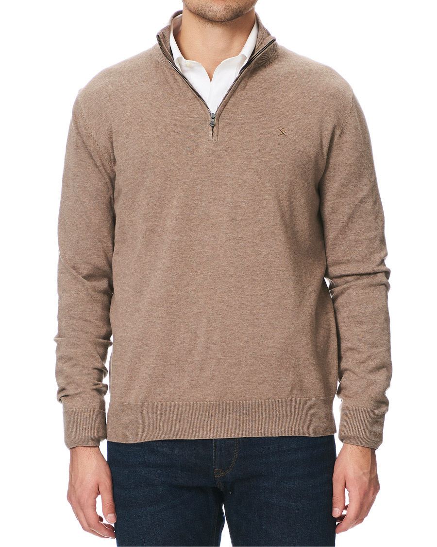 Herre | Gensere | Hackett | Cotton/Silk Half -Zip Taupe