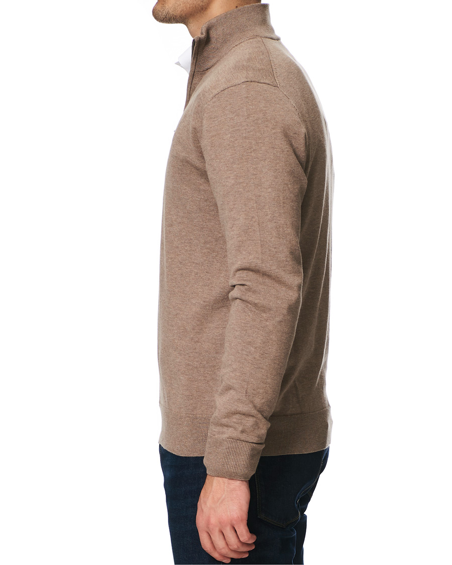 Herre | Gensere | Hackett | Cotton/Silk Half -Zip Taupe