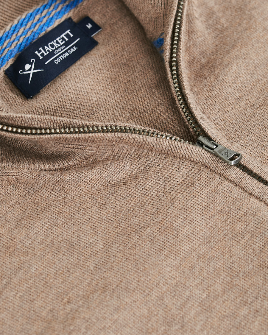 Herre | Gensere | Hackett | Cotton/Silk Half -Zip Taupe