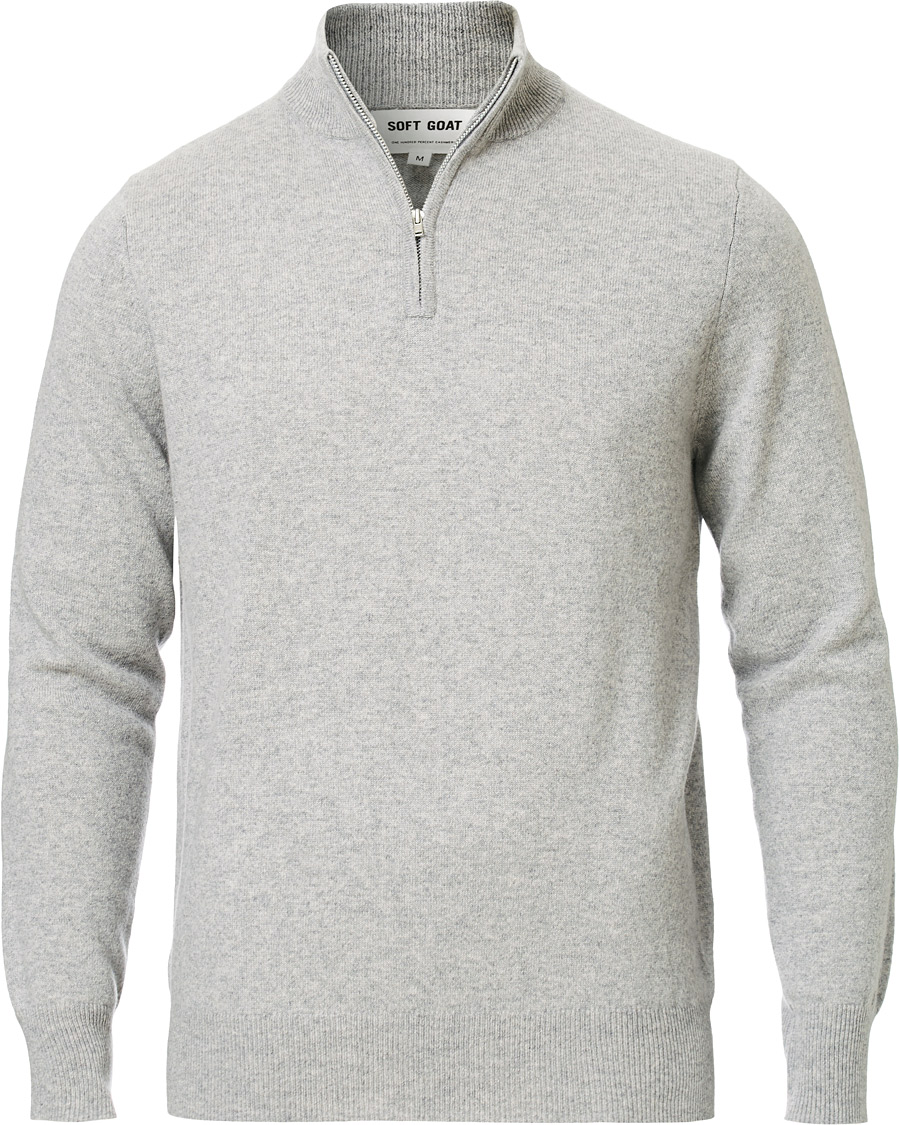 Herre | Gensere | Soft Goat | Cashmere Half Zip Grey