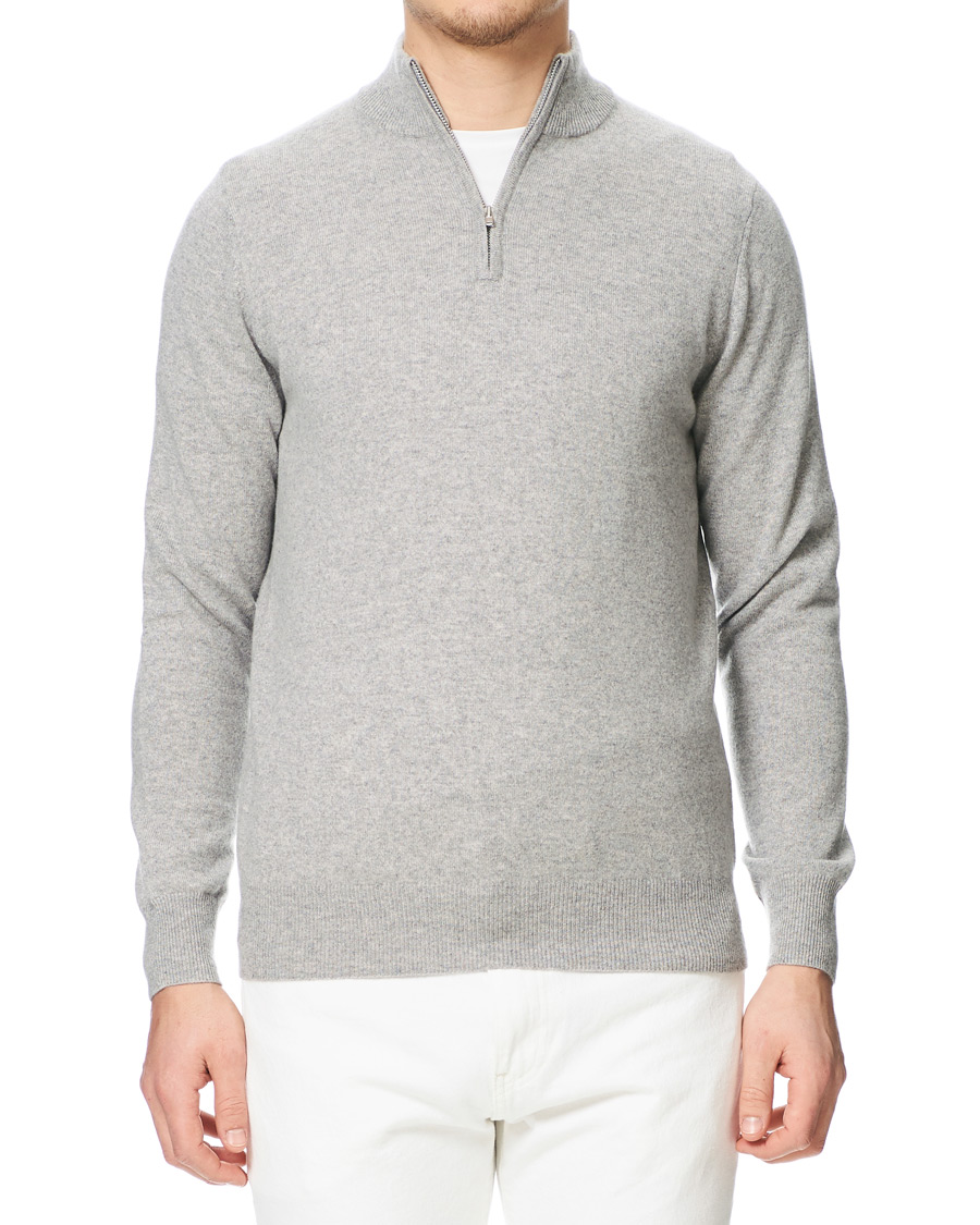 Herre | Gensere | Soft Goat | Cashmere Half Zip Grey