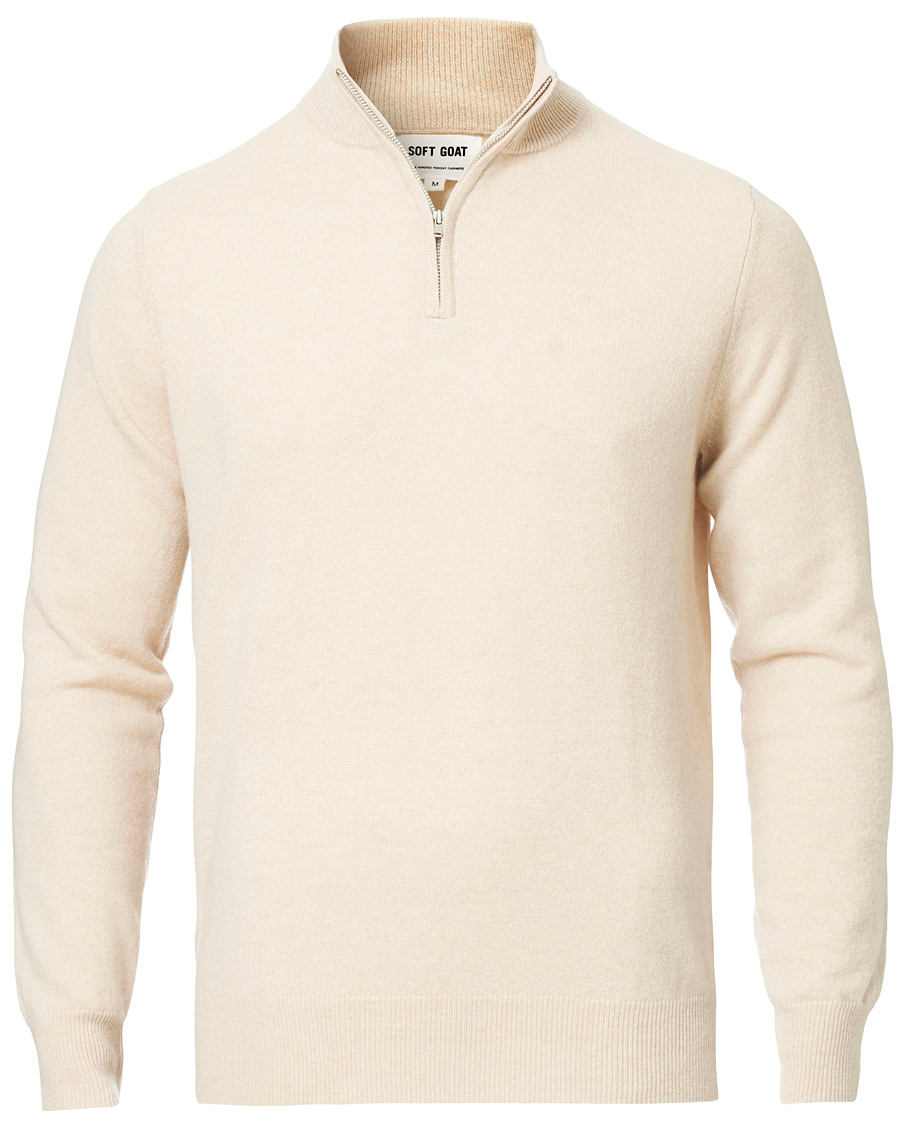 Herre | Gensere | Soft Goat | Cashmere Half Zip Beige
