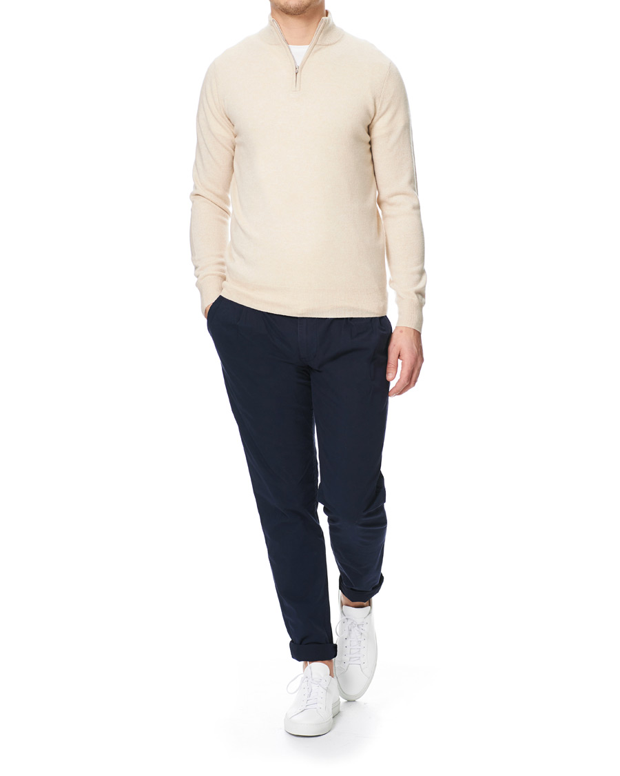 Herre | Gensere | Soft Goat | Cashmere Half Zip Beige