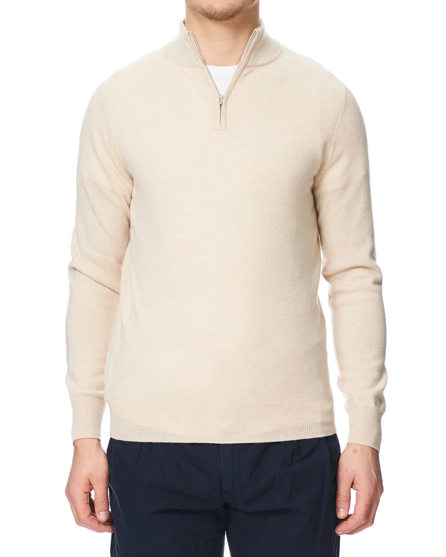 Herre | Gensere | Soft Goat | Cashmere Half Zip Beige