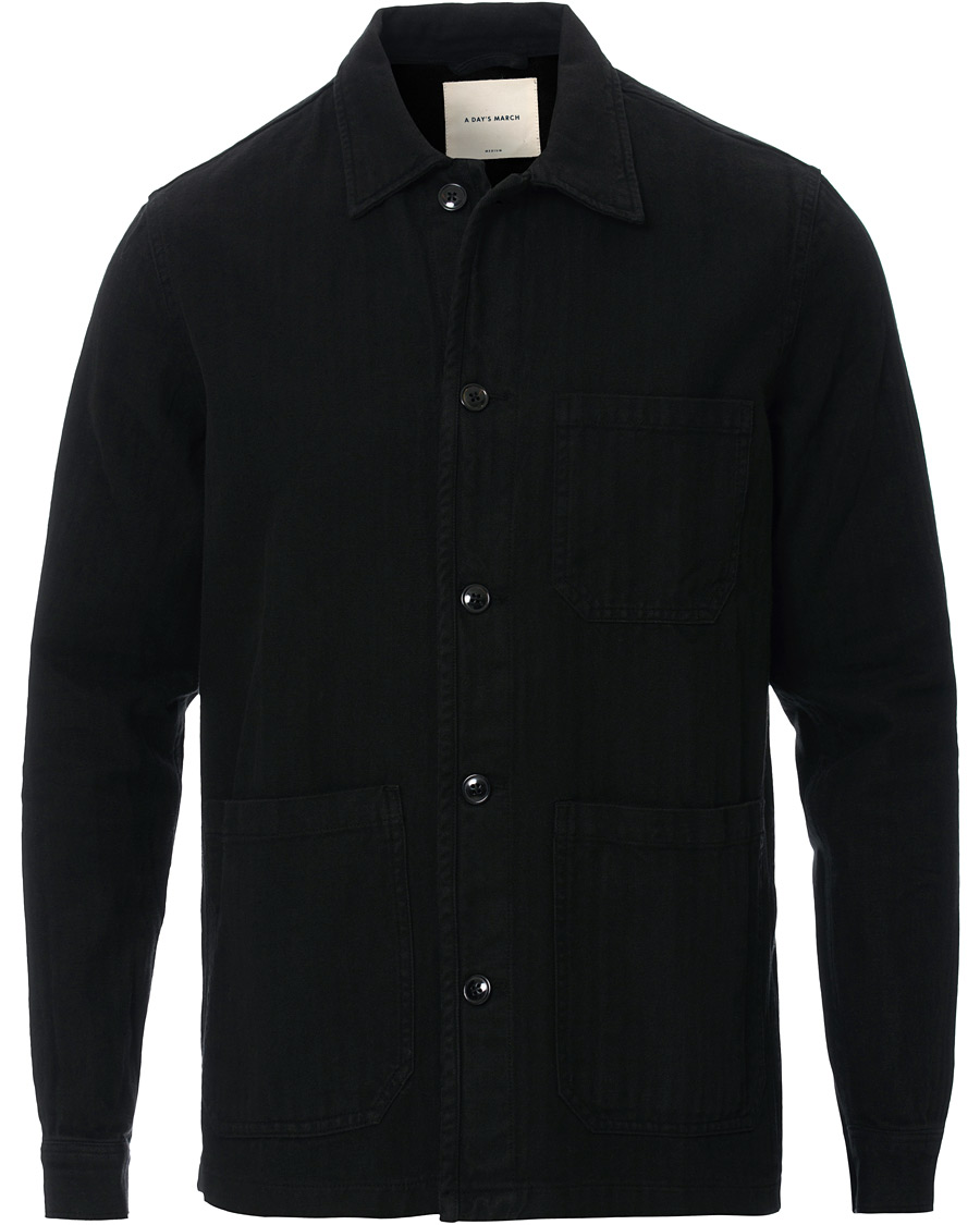 Herre | Skjorter | A Day's March | Original Herringbone Overshirt Black