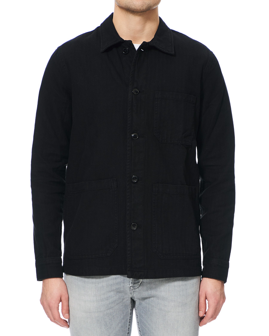 Herre | Skjorter | A Day's March | Original Herringbone Overshirt Black