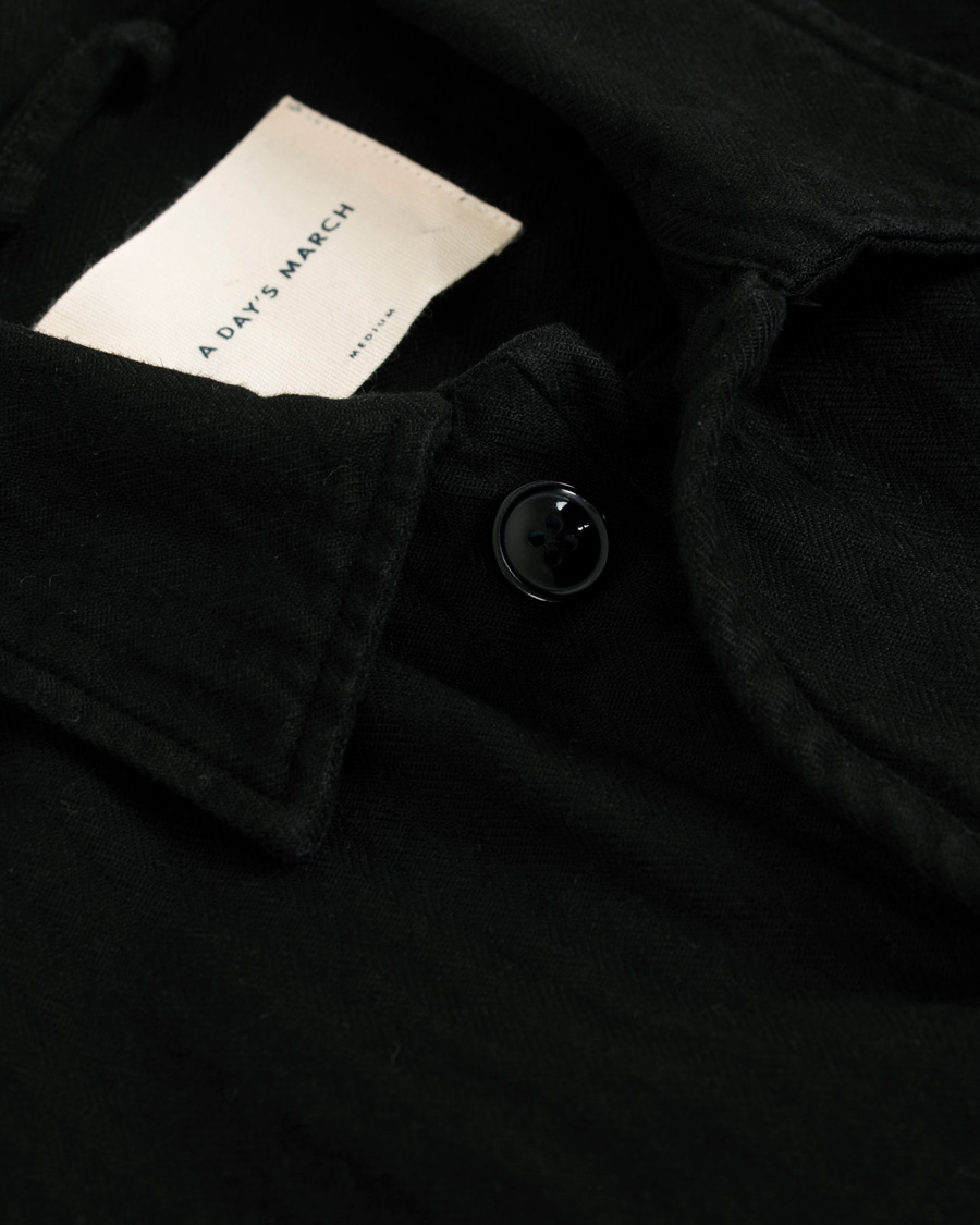 Herre | Skjorter | A Day's March | Original Herringbone Overshirt Black