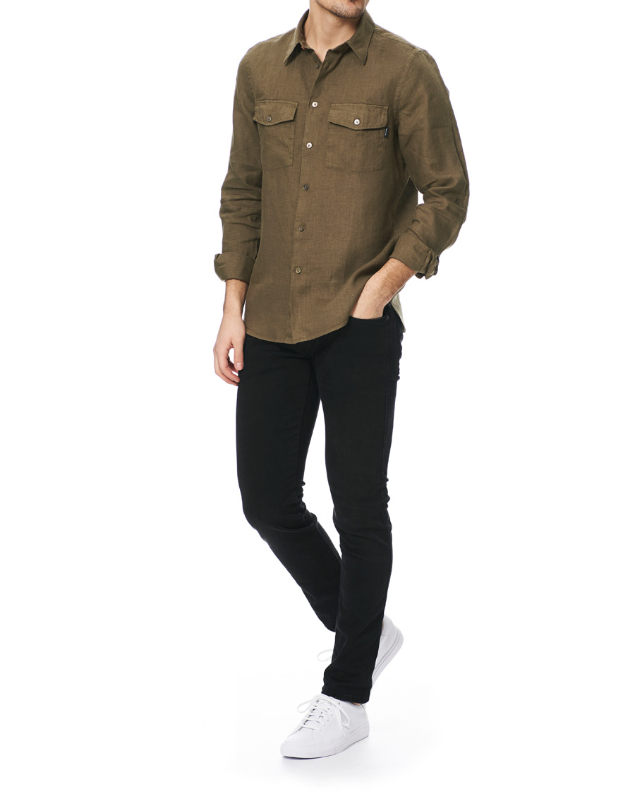 Herre | Skjorter | PS Paul Smith | Tailored Fit Pocket Linen Shirt Olive