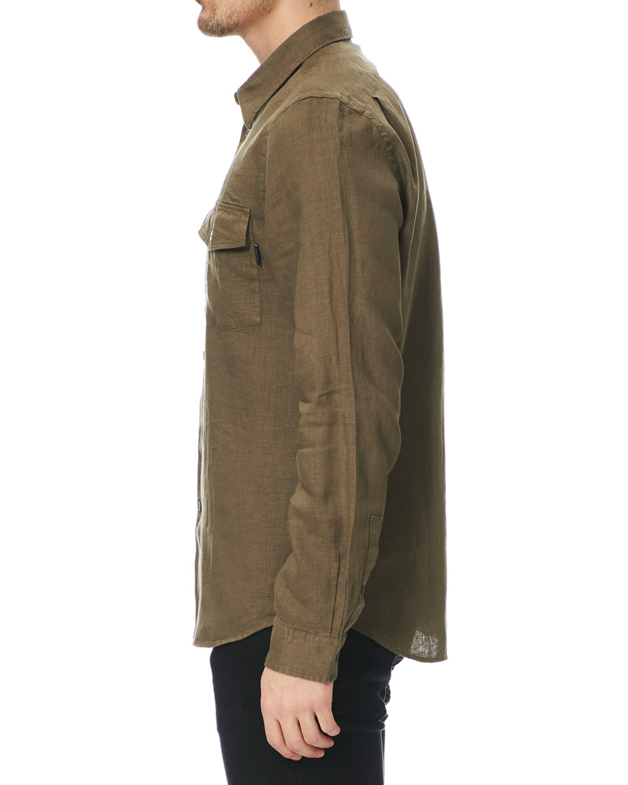 Herre | Skjorter | PS Paul Smith | Tailored Fit Pocket Linen Shirt Olive