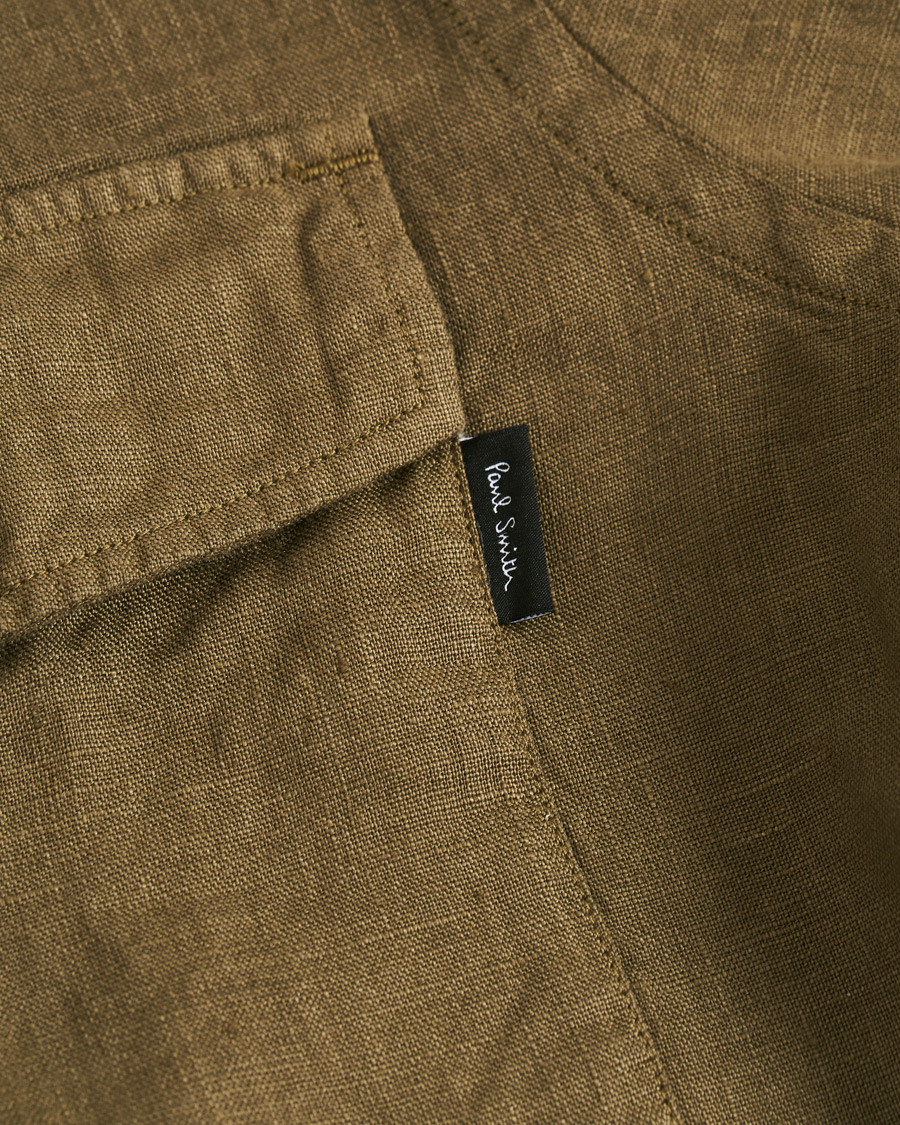 Herre | Skjorter | PS Paul Smith | Tailored Fit Pocket Linen Shirt Olive