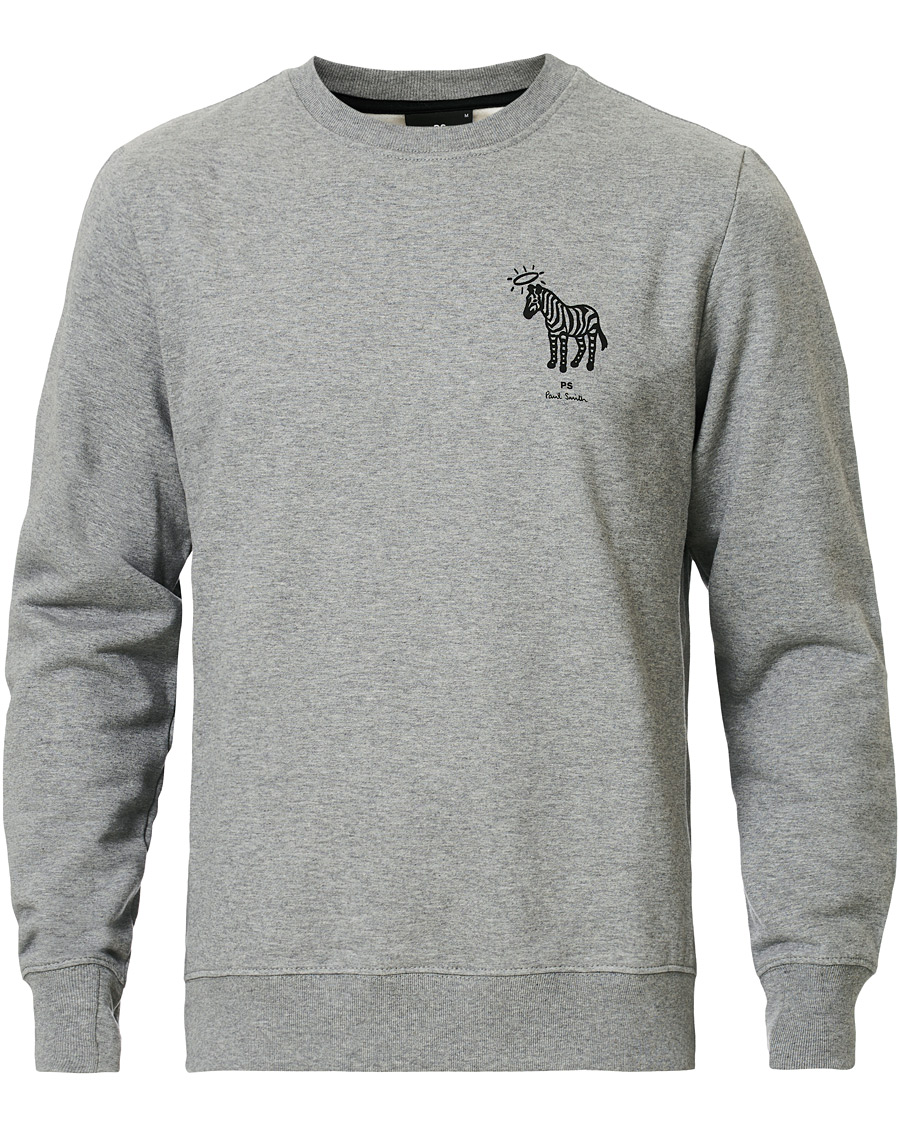 Herre | Gensere | PS Paul Smith | Organic Cotton Halo Zebra Sweatshirt Grey Melange