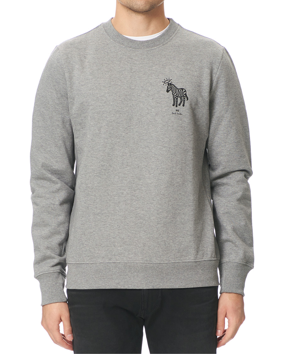 Herre | Gensere | PS Paul Smith | Organic Cotton Halo Zebra Sweatshirt Grey Melange