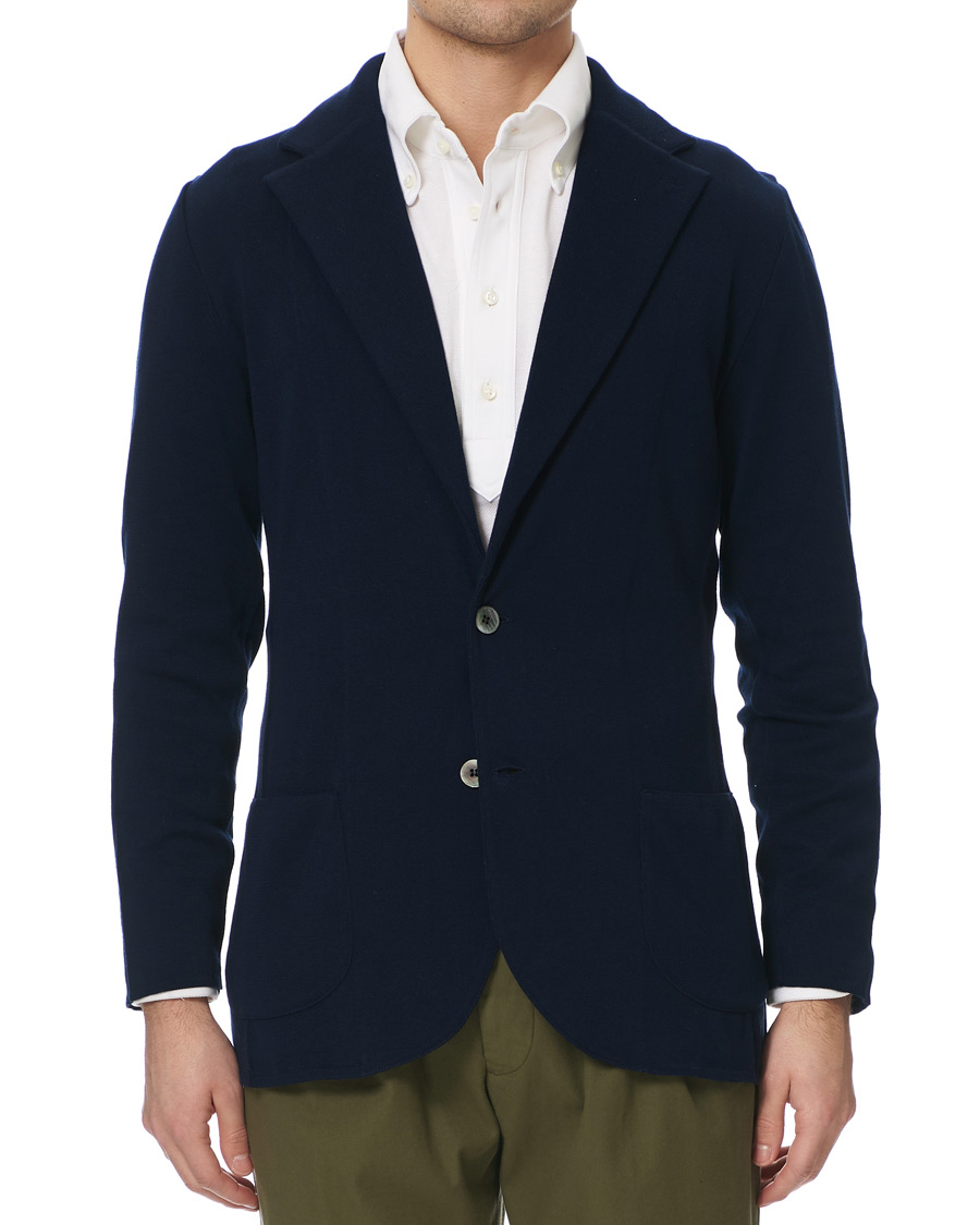 Herre | Dressjakker | Lardini | Knitted Cotton Blazer Navy