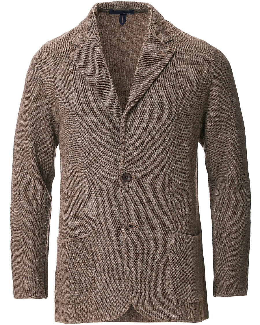 Herre | Dressjakker | Lardini | Knitted Linen/Silk Blazer Brown