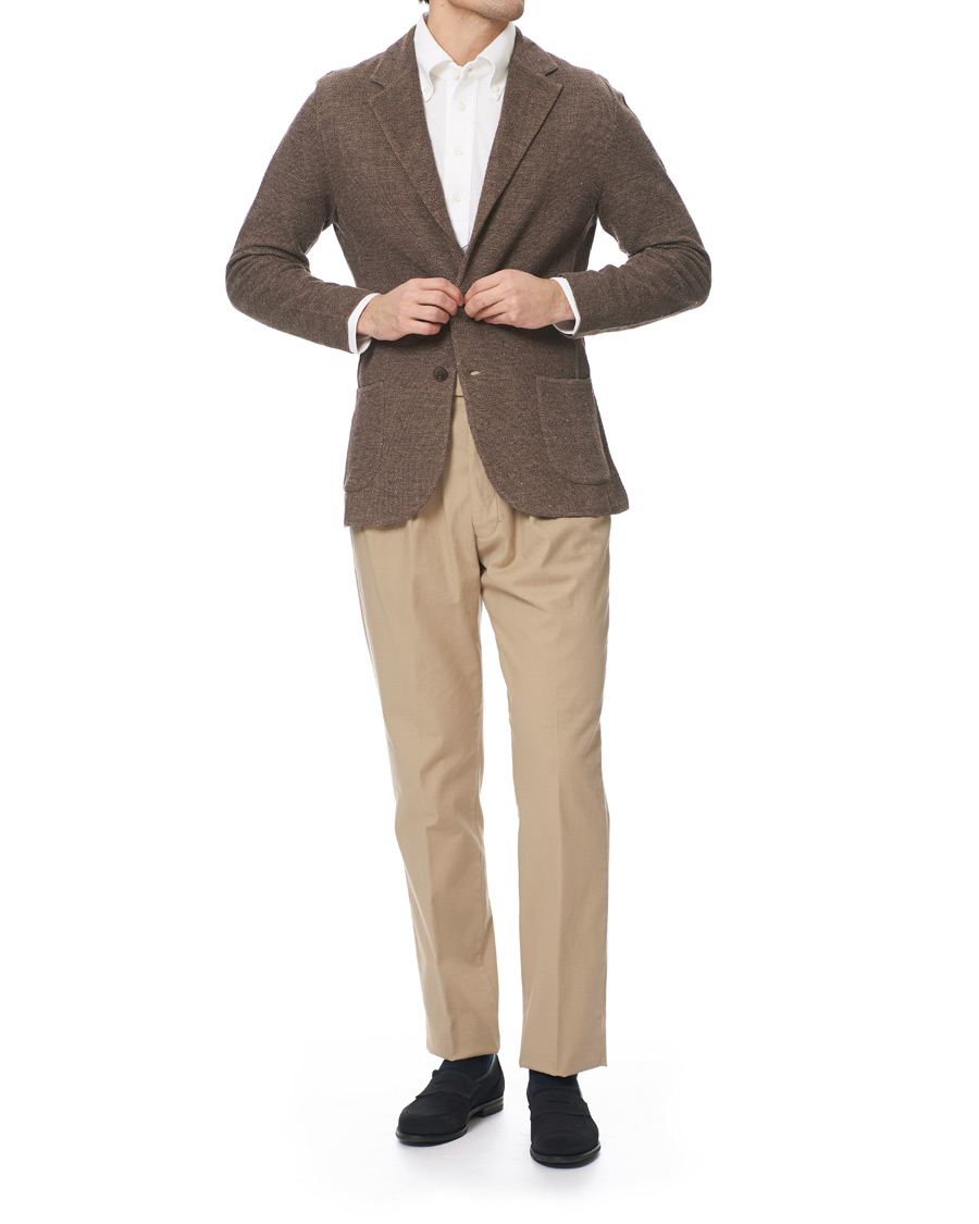 Herre | Dressjakker | Lardini | Knitted Linen/Silk Blazer Brown