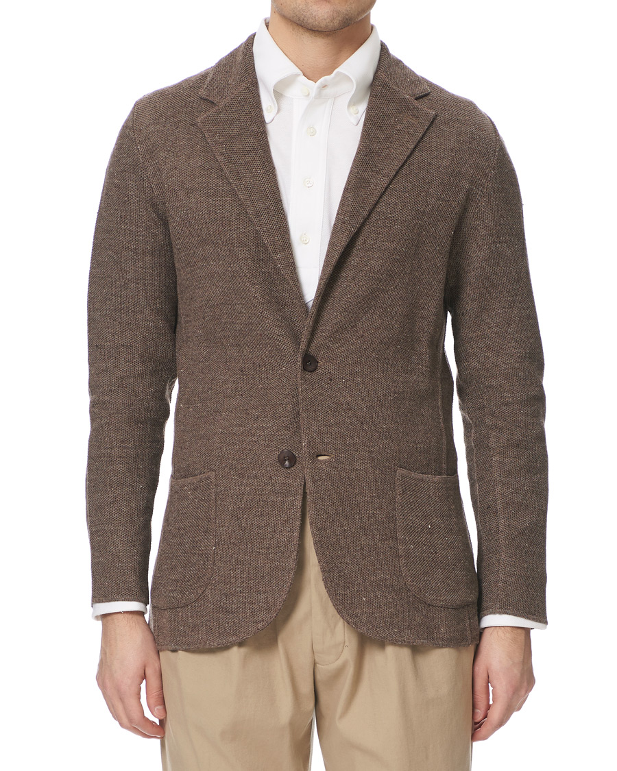Herre | Dressjakker | Lardini | Knitted Linen/Silk Blazer Brown
