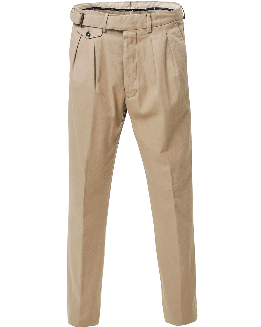 Herre | Bukser | Lardini | Luxor Double Pleated Cotton Trousers Beige