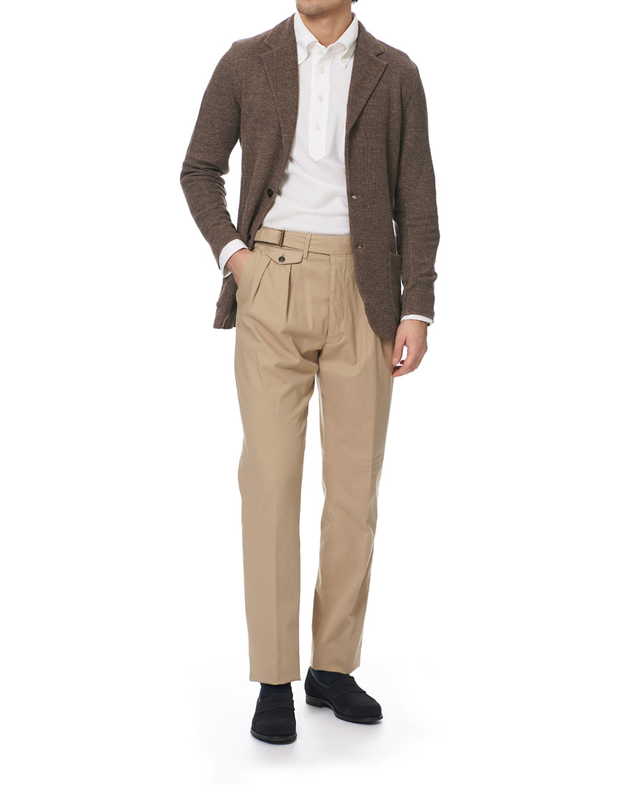 Herre | Bukser | Lardini | Luxor Double Pleated Cotton Trousers Beige