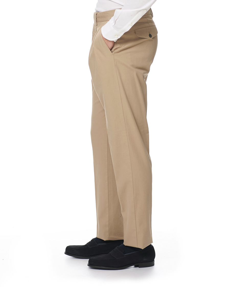 Herre | Bukser | Lardini | Luxor Double Pleated Cotton Trousers Beige