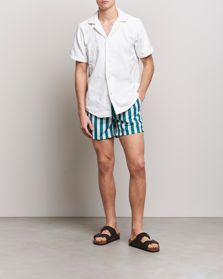 Herre | Badeshorts | Ripa Ripa | Paraggi Striped Swimshorts Green/White