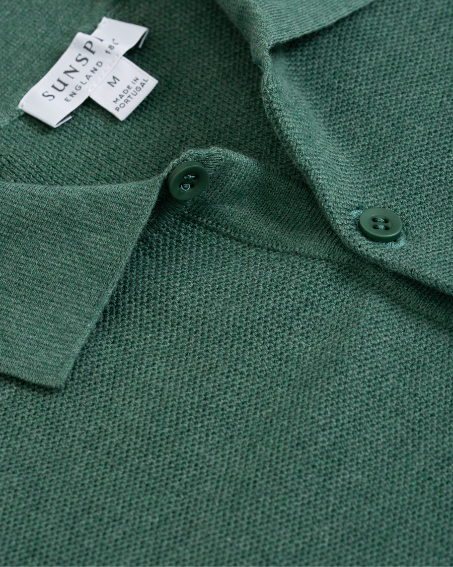 Herre | Pikéer | Sunspel | Rack Stitch Fine Knitted Polo Sage
