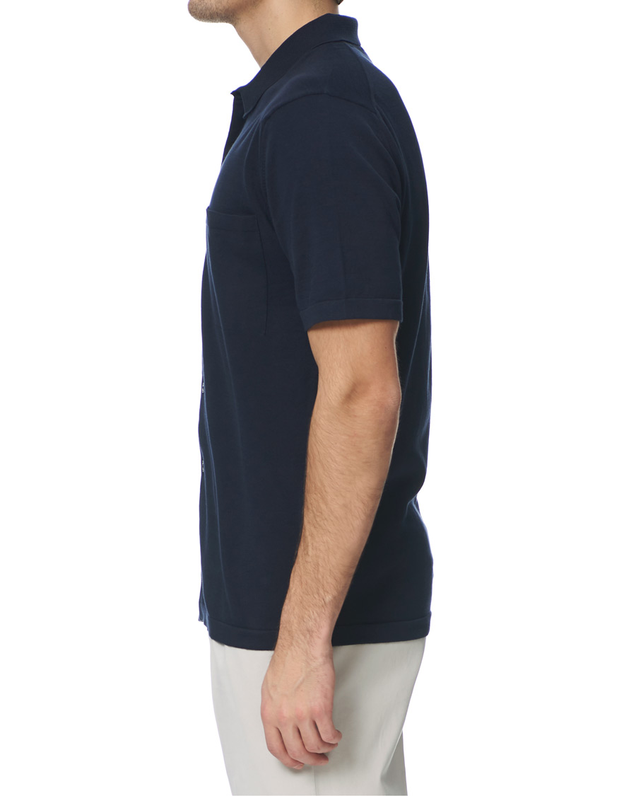 Herre | Skjorter | Sunspel | Short Sleeve Sea Island Cotton Shirt Light Navy
