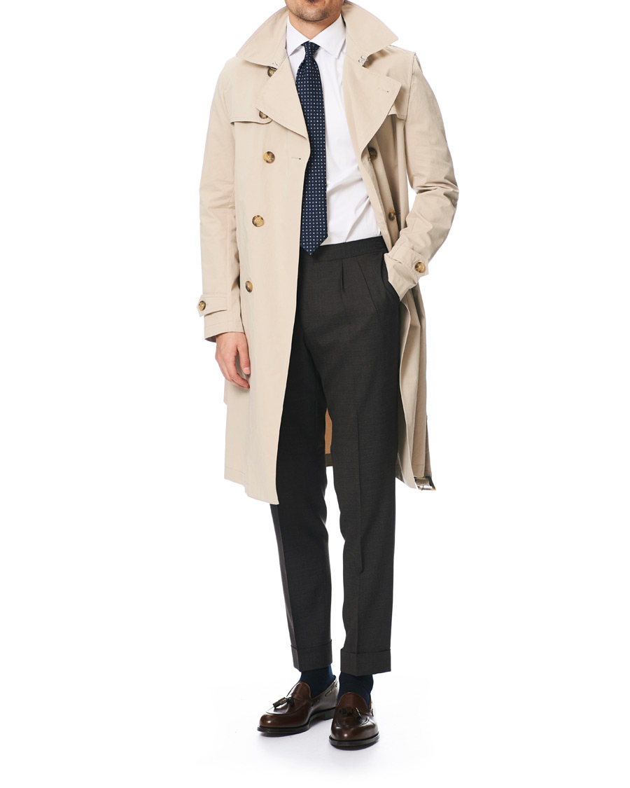 Herre | Jakker | Oscar Jacobson | Reace Double Breasted Trenchcoat Beige