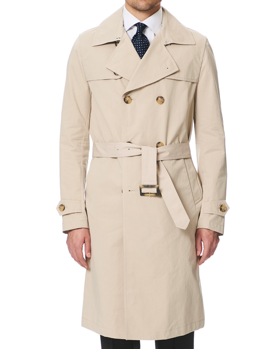 Herre | Jakker | Oscar Jacobson | Reace Double Breasted Trenchcoat Beige