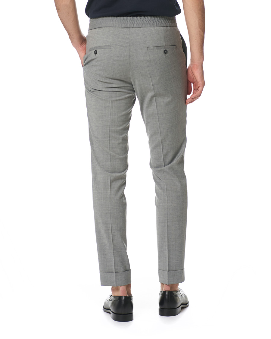 Herre | Bukser | Oscar Jacobson | Nolan Wool Stretch Drawstring Trousers Light Grey