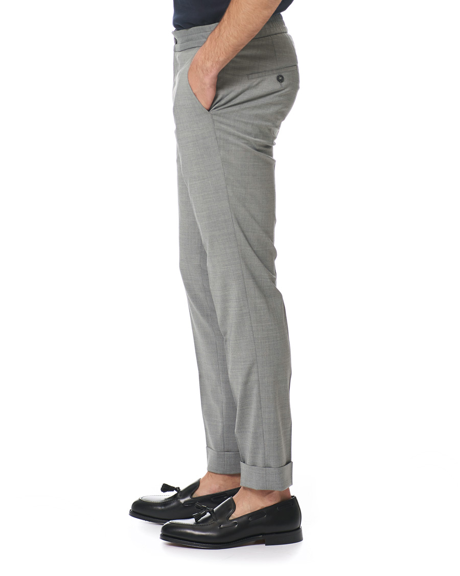 Herre | Bukser | Oscar Jacobson | Nolan Wool Stretch Drawstring Trousers Light Grey