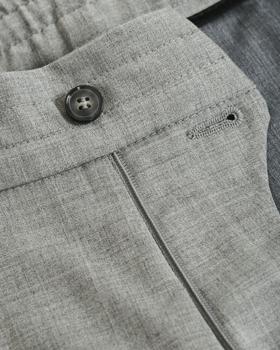 Herre | Bukser | Oscar Jacobson | Nolan Wool Stretch Drawstring Trousers Light Grey
