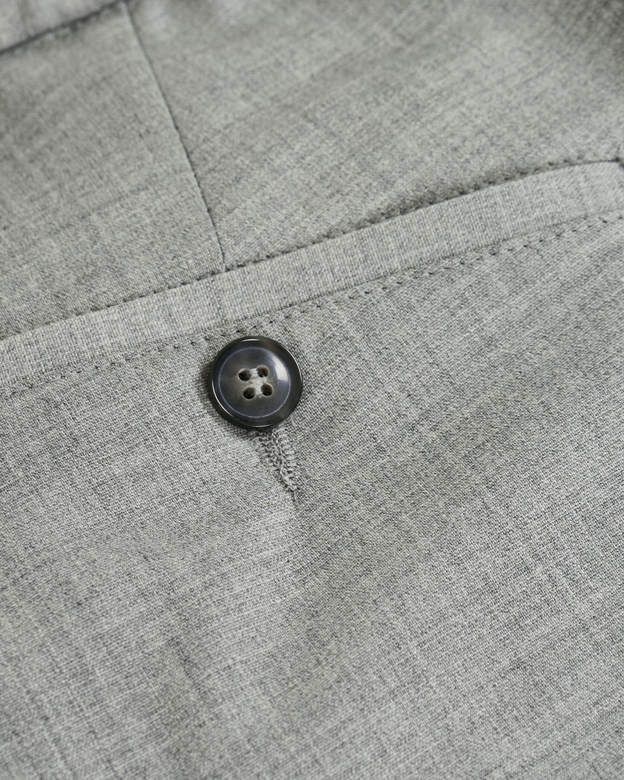 Herre | Bukser | Oscar Jacobson | Nolan Wool Stretch Drawstring Trousers Light Grey