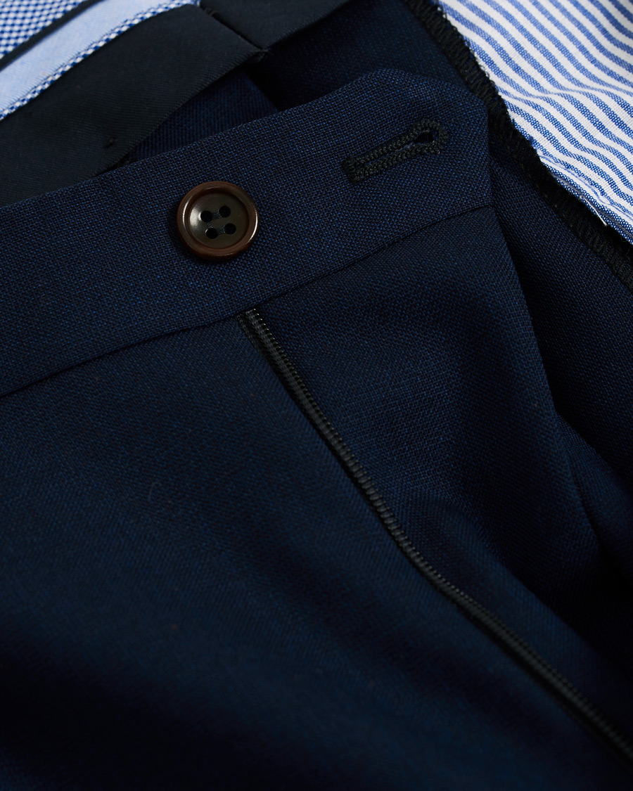 Herre | Bukser | Morris Heritage | Carl Double Pleated Wool Trousers Navy