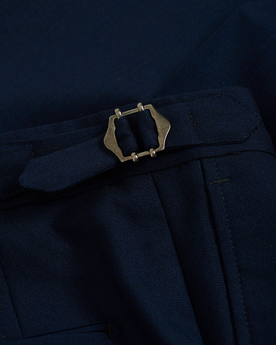 Herre | Bukser | Morris Heritage | Carl Double Pleated Wool Trousers Navy