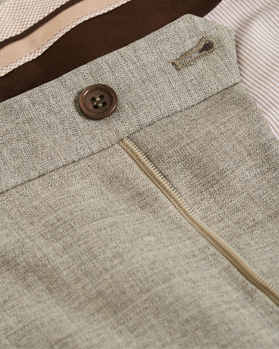 Herre | Bukser | Morris Heritage | Carl Double Pleated Wool Trousers Beige