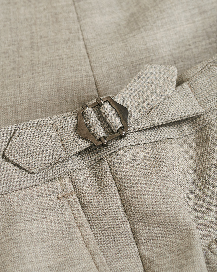 Herre | Bukser | Morris Heritage | Carl Double Pleated Wool Trousers Beige