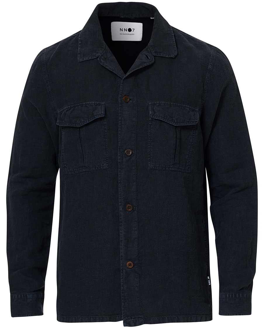 Herre | Skjorter | NN07 | Berner Linen Safari Overshirt Navy