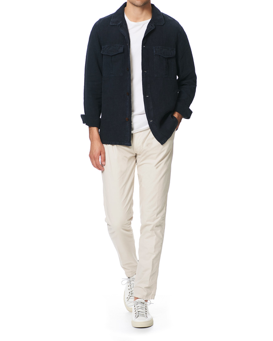 Herre | Skjorter | NN07 | Berner Linen Safari Overshirt Navy