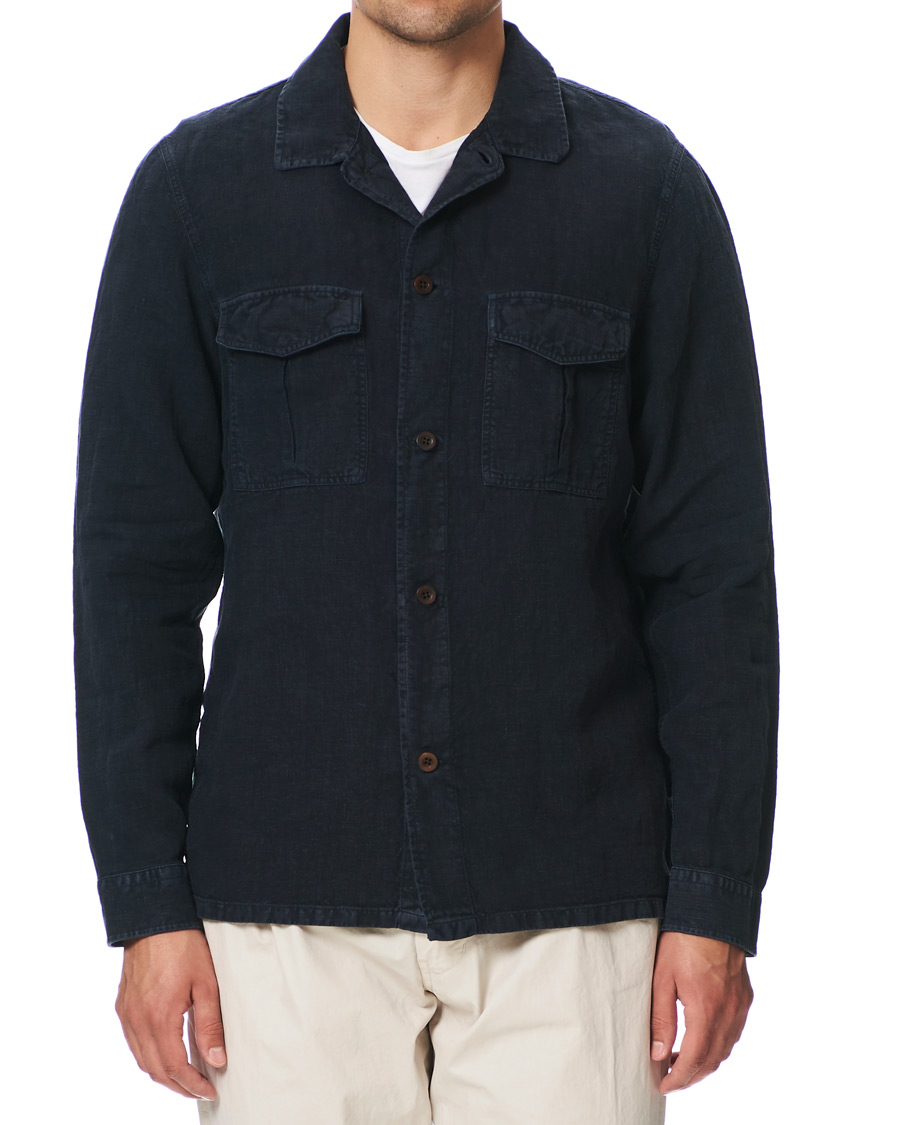 Herre | Skjorter | NN07 | Berner Linen Safari Overshirt Navy