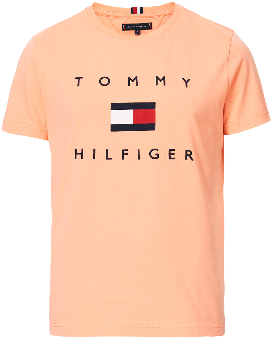 Herre | T-Shirts | Tommy Hilfiger | Flag Logo Crew Neck Tee Island Coral