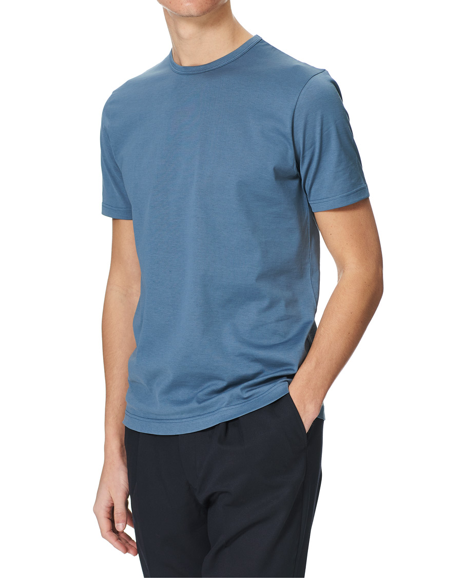 Herre |  | Sunspel | Crew Neck Cotton Tee Blue Slate