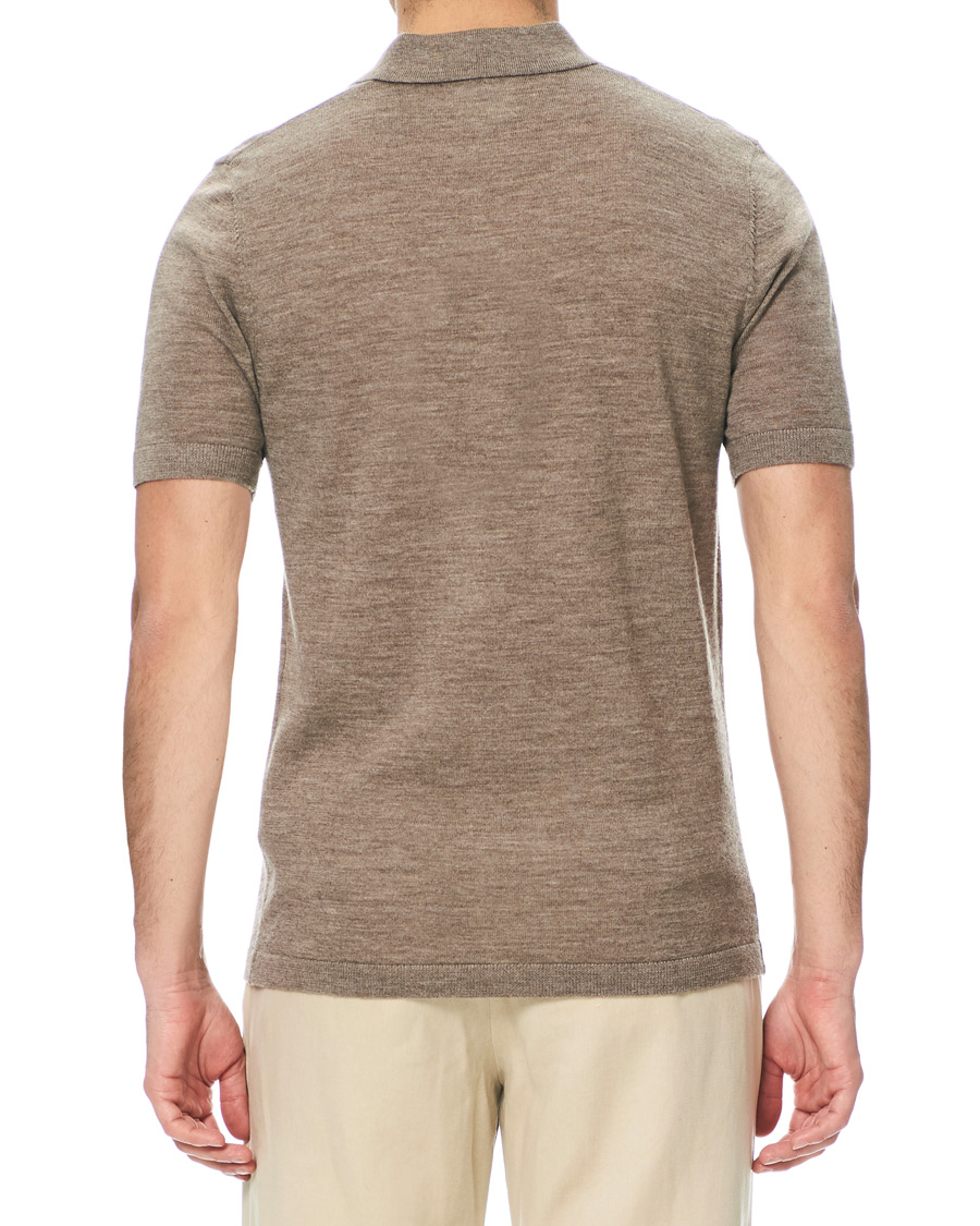Herre | Pikéer | A Day's March | Short Sleeve Merino Polo Taupe Melange